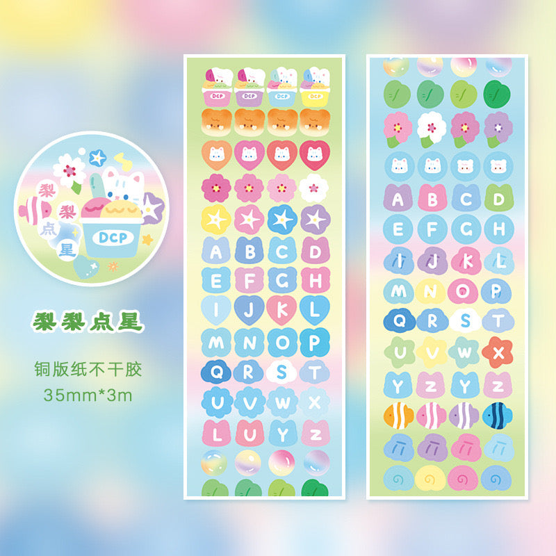 White Cat Washi Tape PET Stickers Roll
