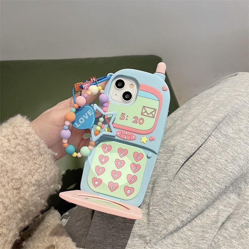 Retro Flip Phone iPhone Case with Charm Tag