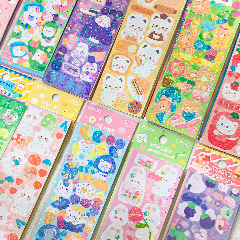 10 Kawaii Holographic Sticker Sheets Set