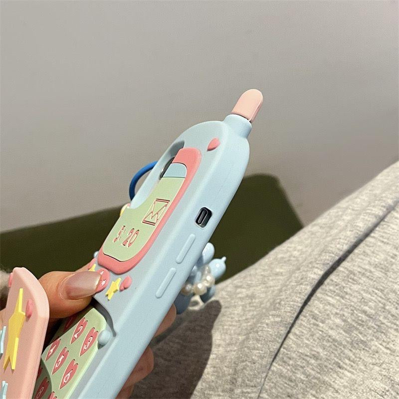 Retro Flip Phone iPhone Case with Charm Tag
