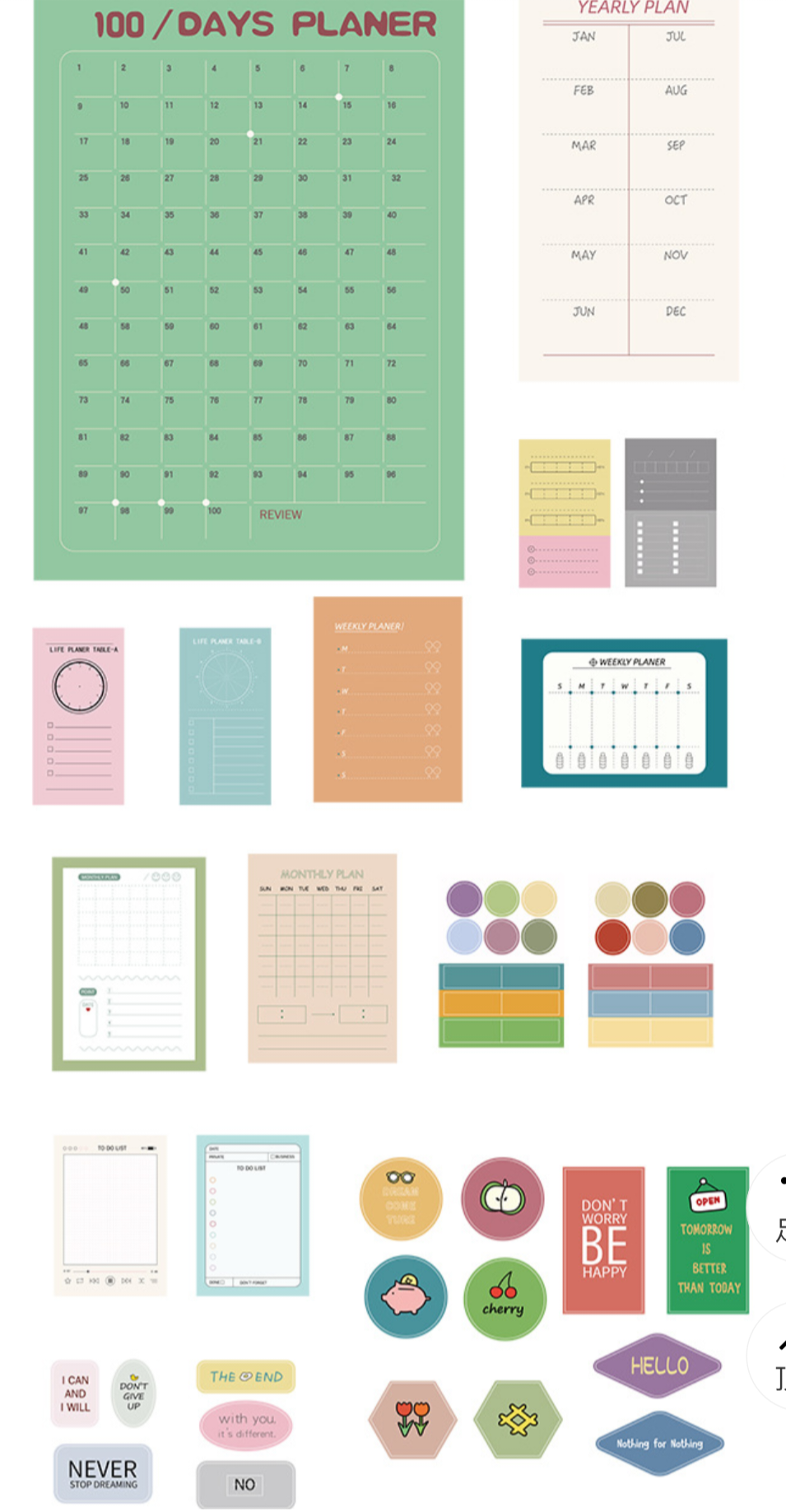 100 Days Yearly Planner Wall Sticker Schedule