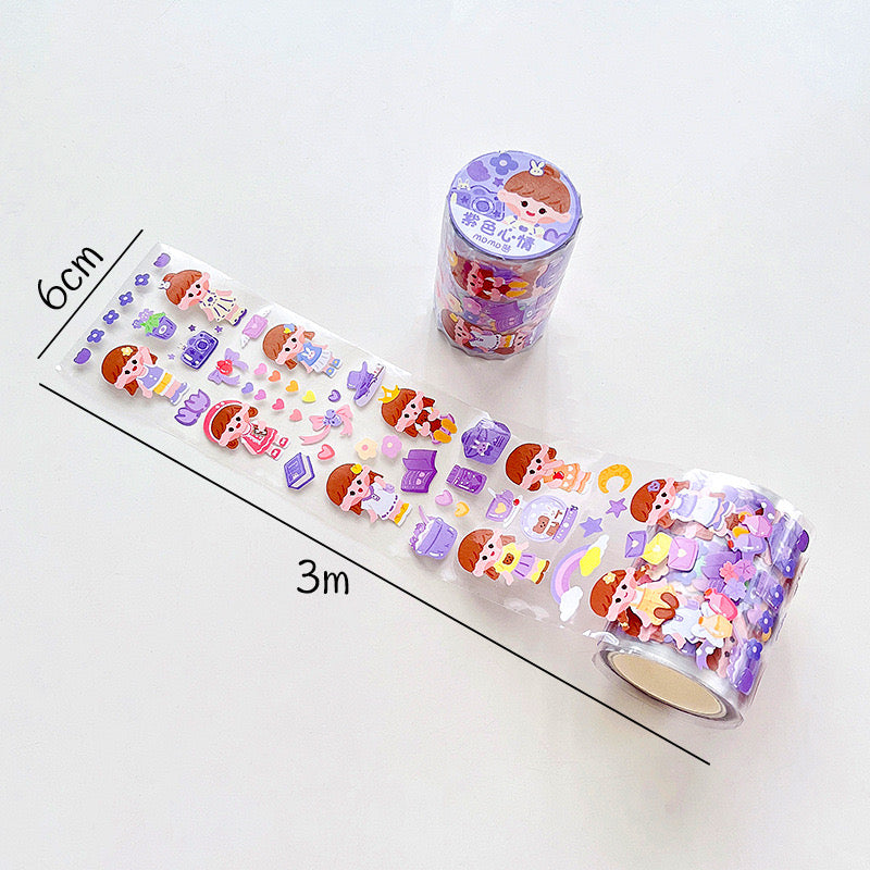 Kawaii Girl PET Stickers Washi Tape Roll