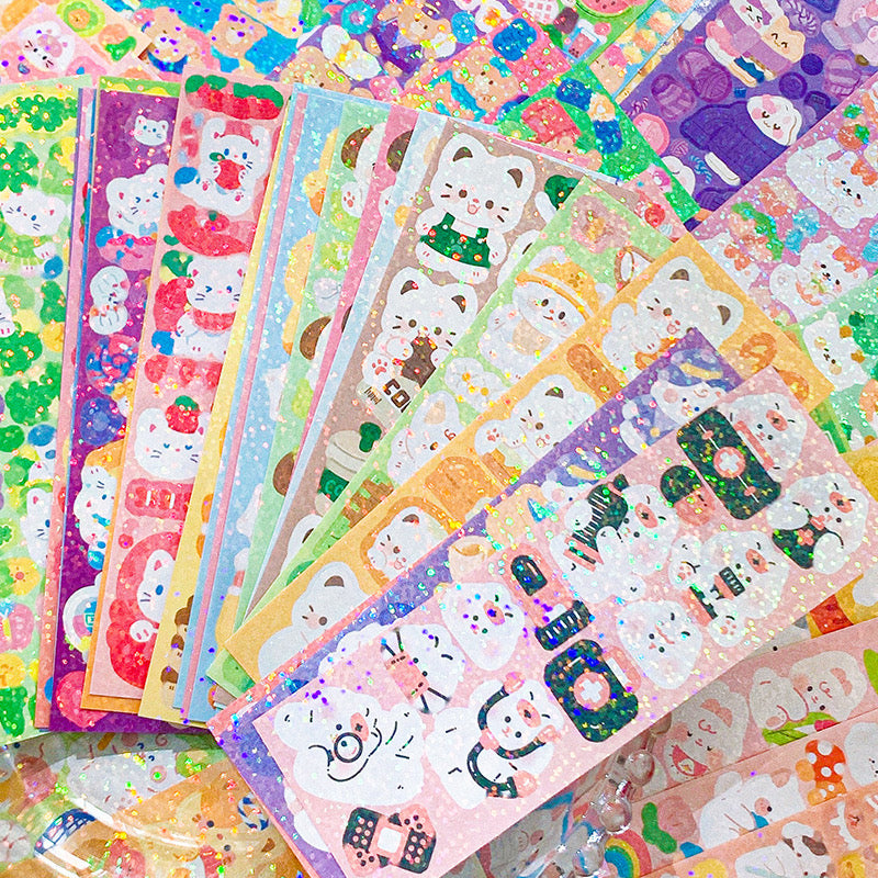 10 Kawaii Holographic Sticker Sheets Set