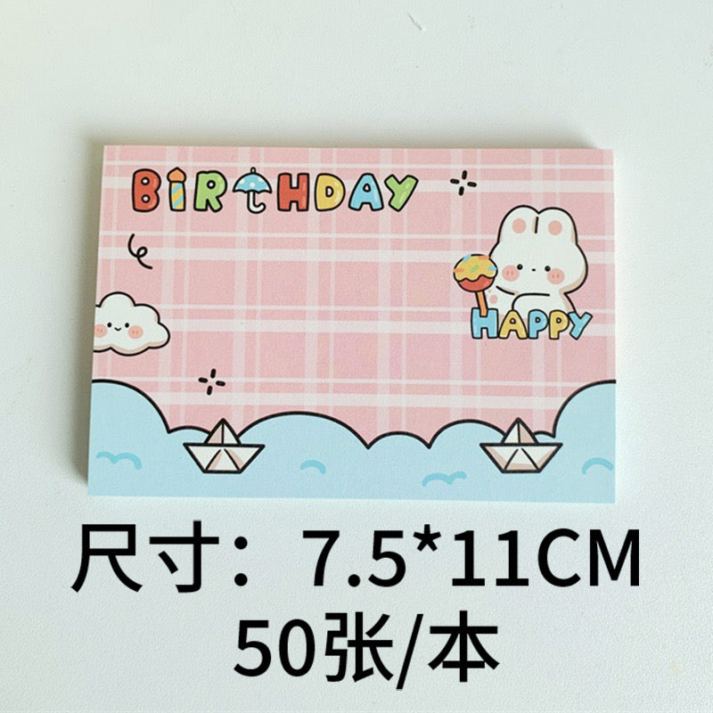 Kawaii Bunny Birthday Fruits Memo Pad