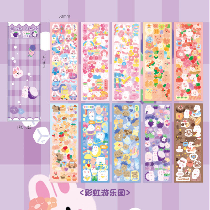 10 Kawaii Holographic Sticker Sheets Set
