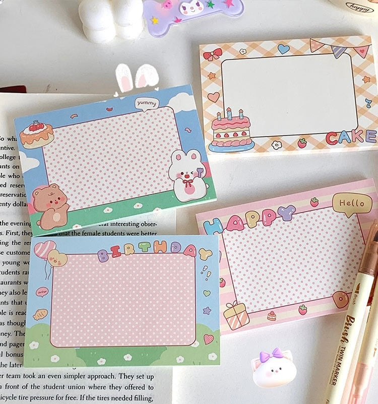 Kawaii Bunny Birthday Fruits Memo Pad