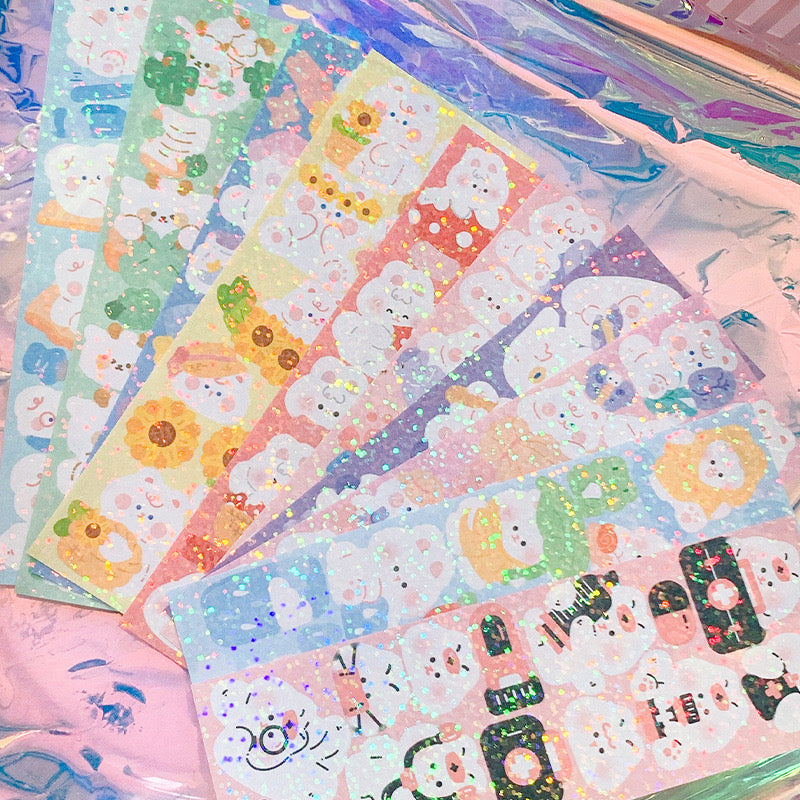 10 Kawaii Holographic Sticker Sheets Set