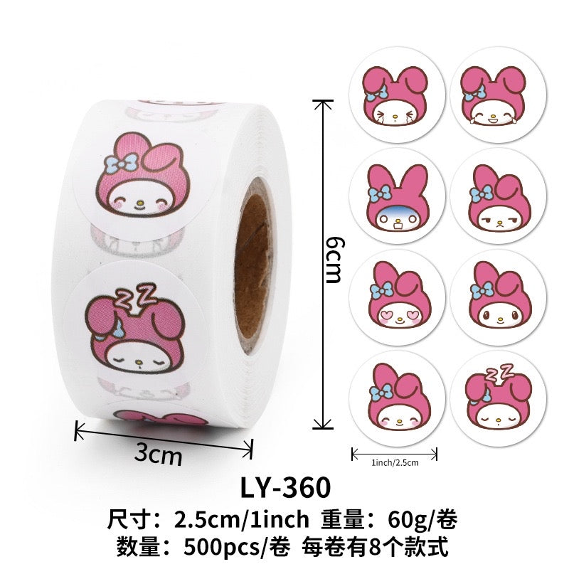 Sanrio 500 Stickers Tape Roll