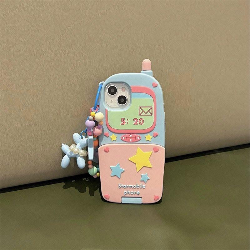 Retro Flip Phone iPhone Case with Charm Tag