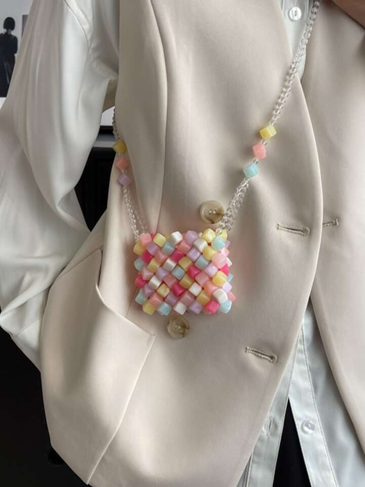 Mini Chain Beaded Crossbody Sling Bag