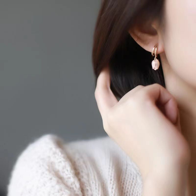 PS16 Korean Peach Tulip Earrings