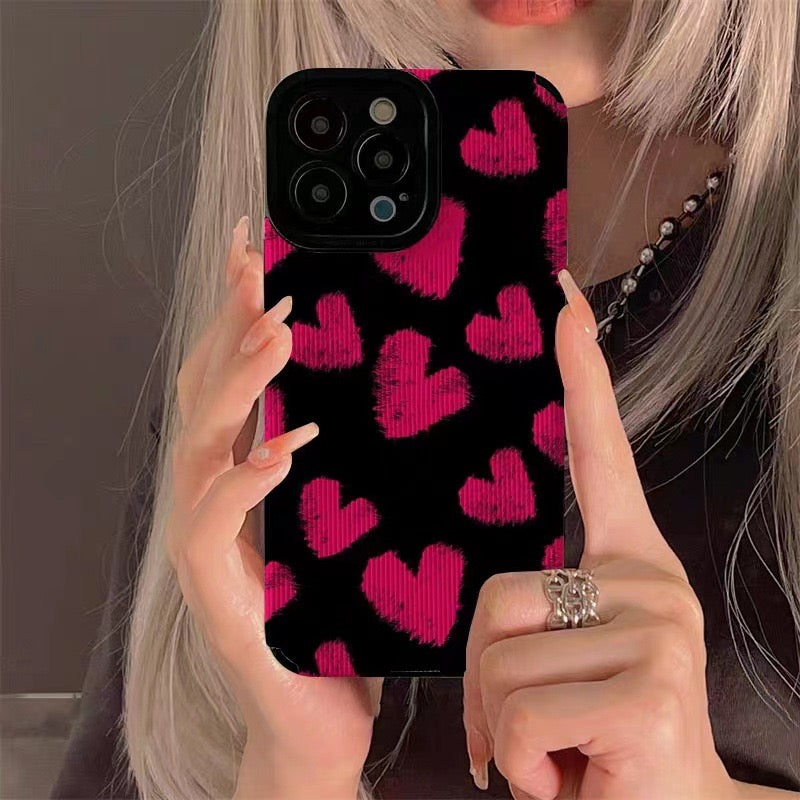 Stripe Pink Hearts iPhone Case