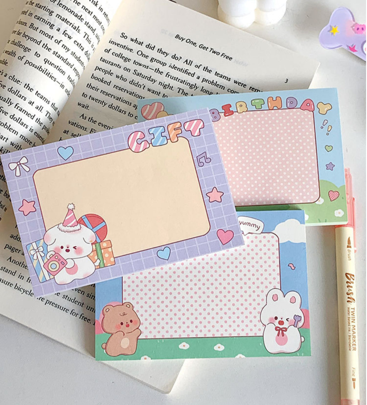 Kawaii Bunny Birthday Fruits Memo Pad
