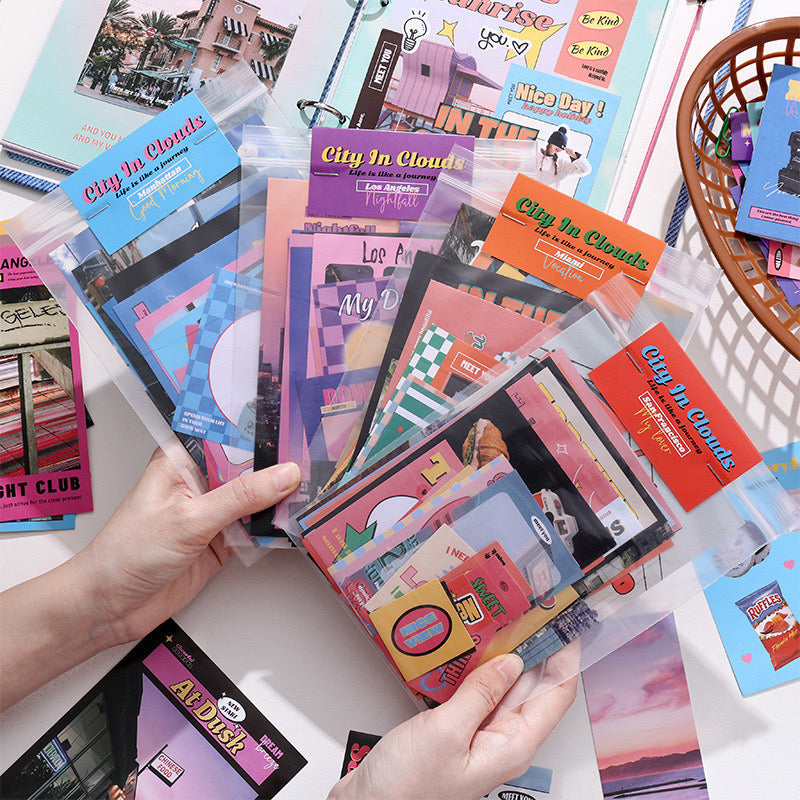 City in Clouds Retro Memo Papers / Stickers