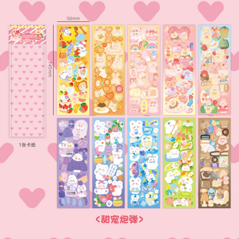 10 Kawaii Holographic Sticker Sheets Set