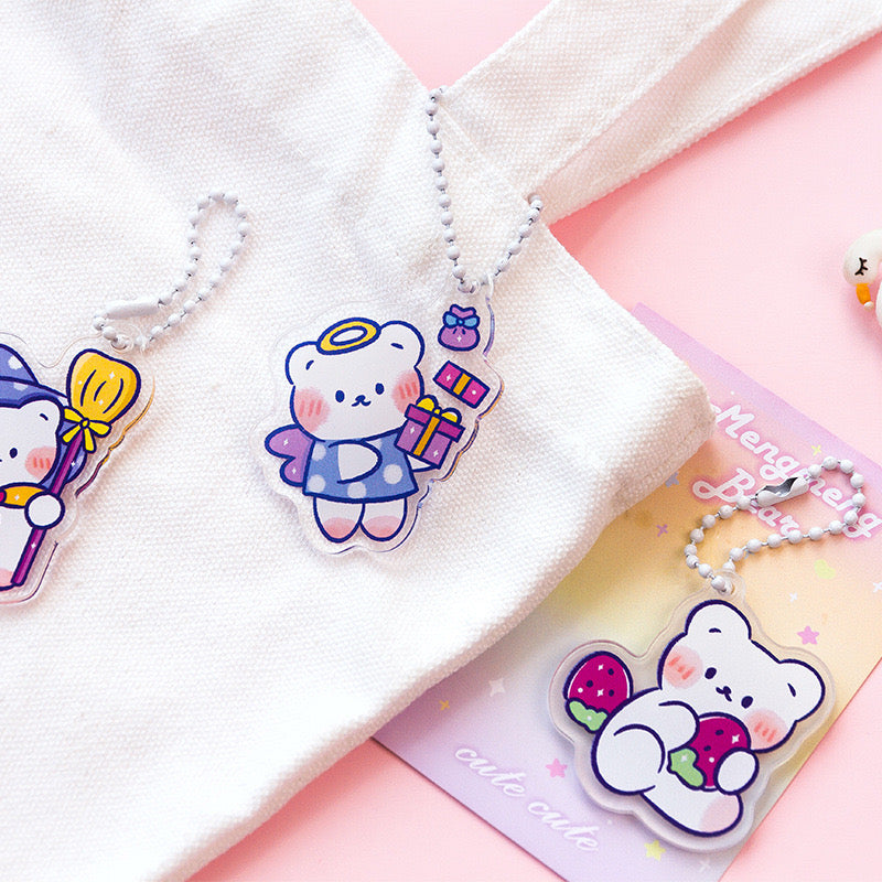 Meng Meng Bear Kawaii Acrylic Keychains / Keycharms