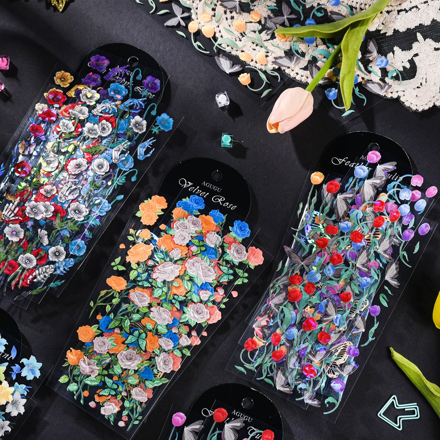 Holographic Buttefly Floral 5 Sticker Sheets