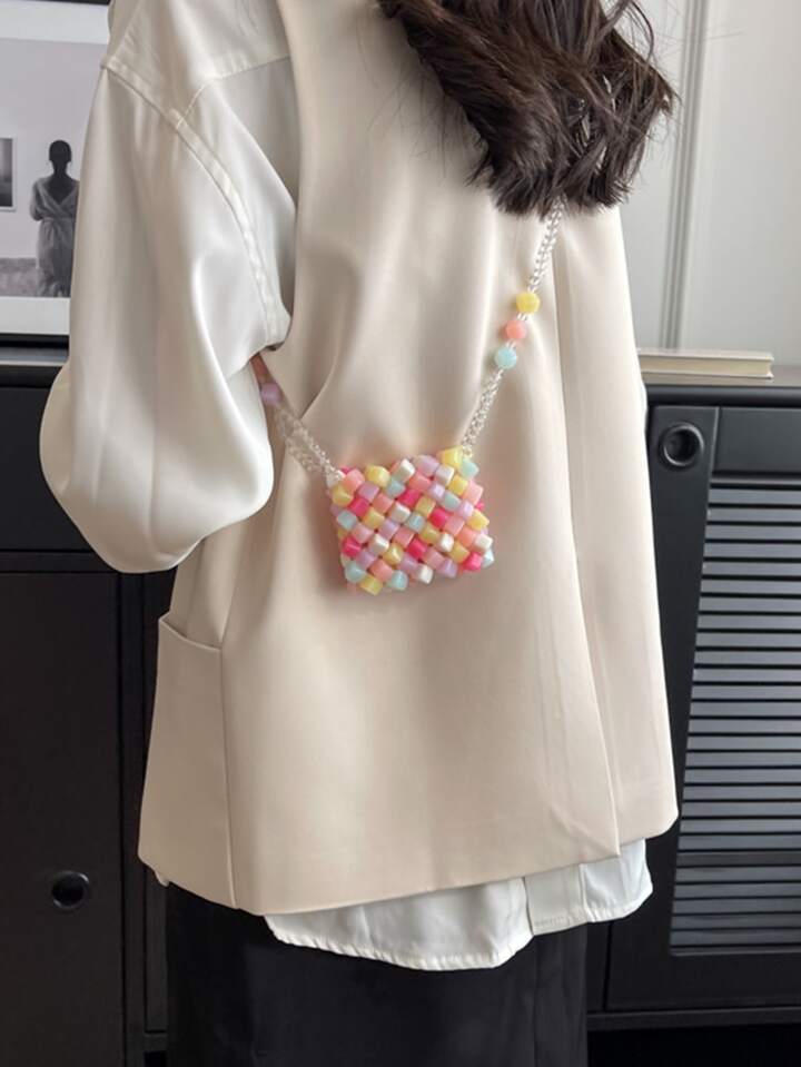 Mini Chain Beaded Crossbody Sling Bag