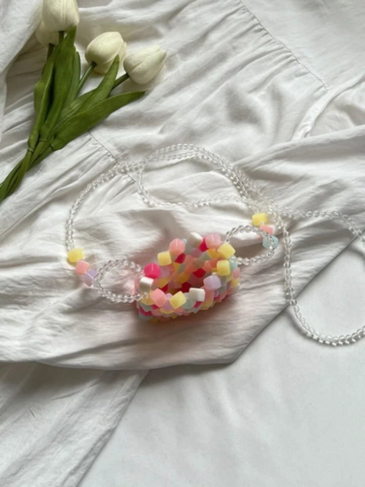 Mini Chain Beaded Crossbody Sling Bag