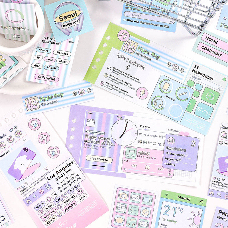 30 Pcs Pastel PET Journaling Stickers Set