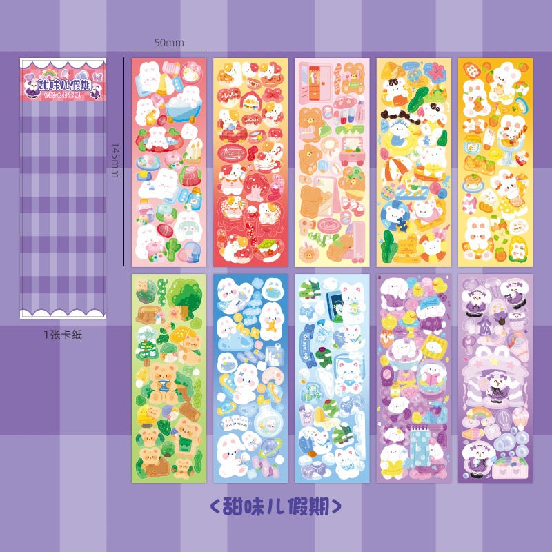 10 Kawaii Holographic Sticker Sheets Set
