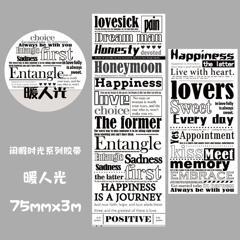 Leisure Time Vintage English Wide Washi Tape
