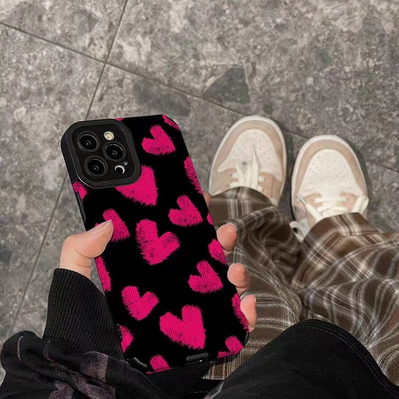 Stripe Pink Hearts iPhone Case