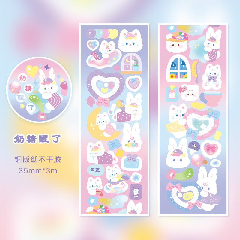 White Cat Washi Tape PET Stickers Roll