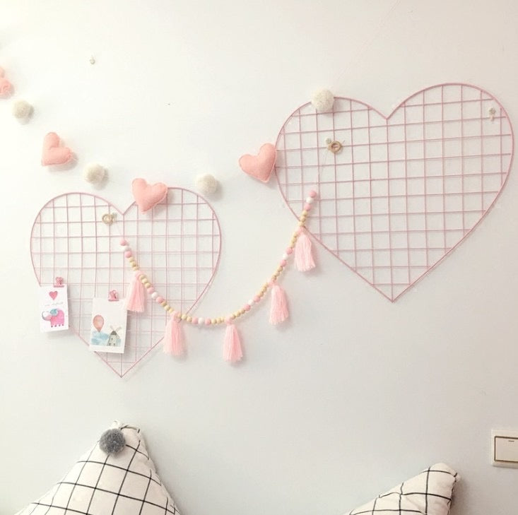 Pink Heart Wall Grid Organiser