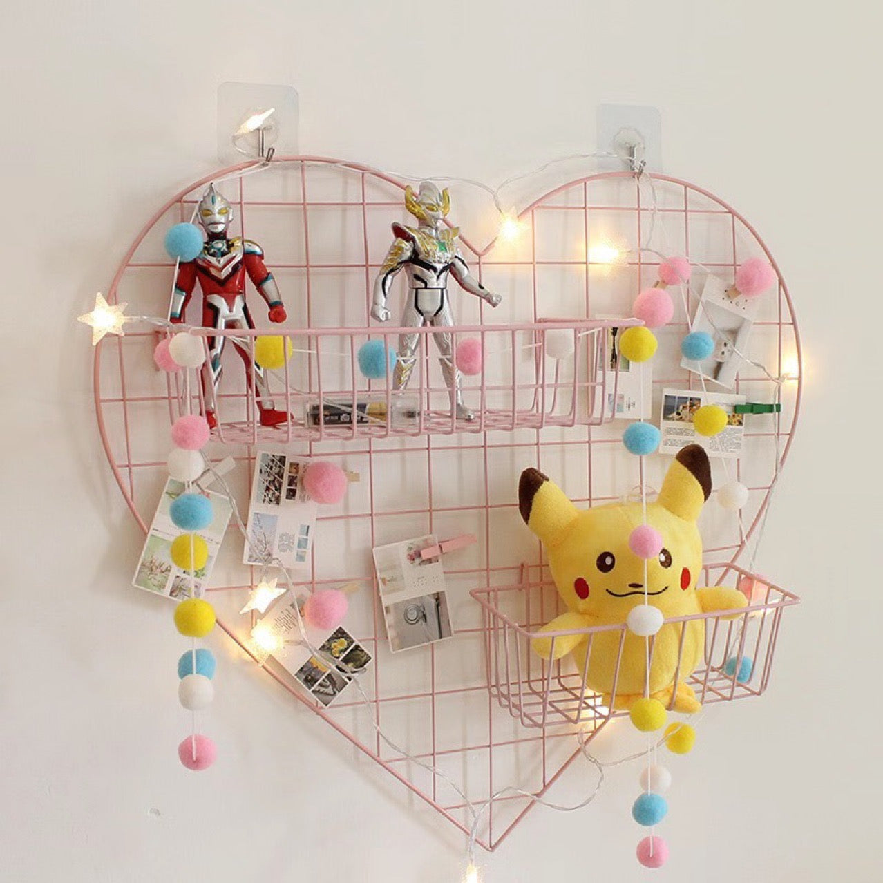 Pink Heart Wall Grid Organiser