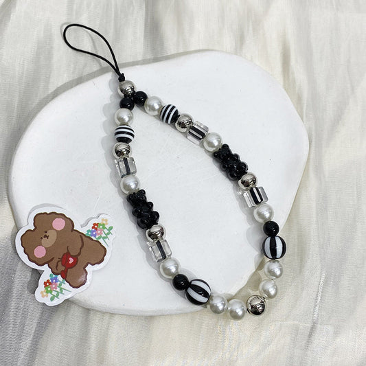 Teddy Black And White Phone Charm Tag / Wrist Strap