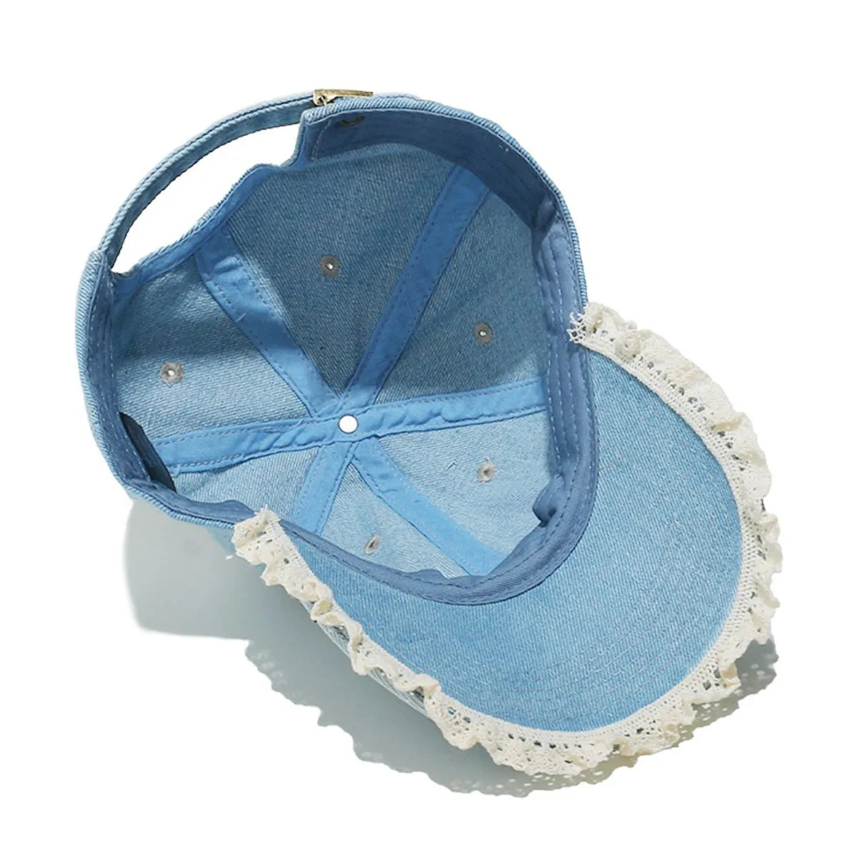 π©΅ Denim Lace Bow Dog Cap