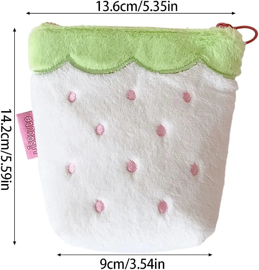 Strawberry Plush Zipper Pouch