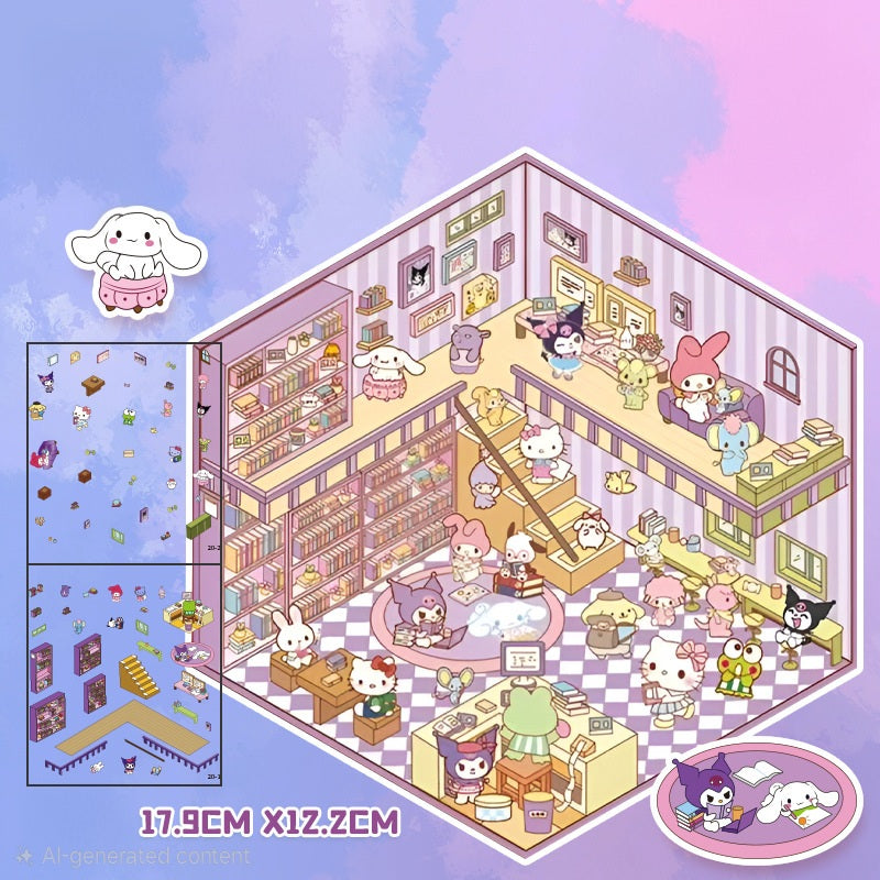 Sanrio Capybara Bunny Hello Kityy Scene Stickers Sheets