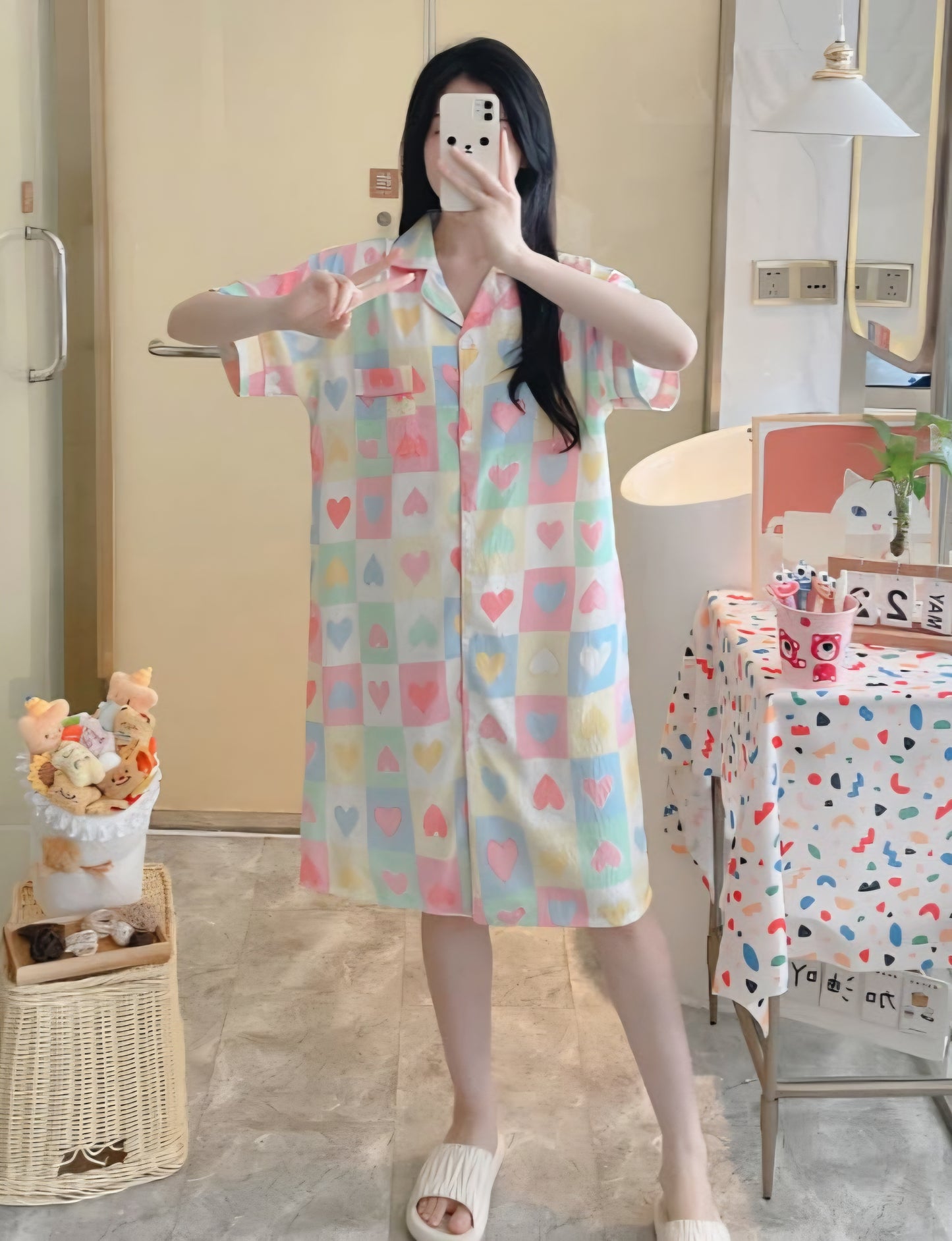 Candy Hearts Pastel Nightshirt Frock 💖🌈