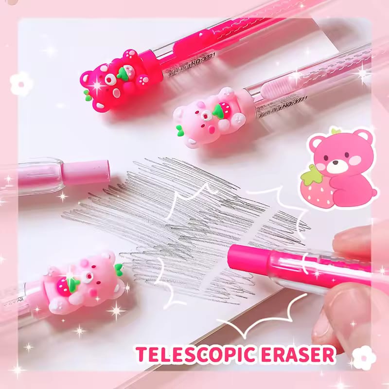 Berry Pink Push Cute Telescopic Erasers ππ»