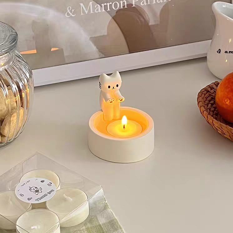 Cute Cartoon Tea Light Kitten Candle Holder