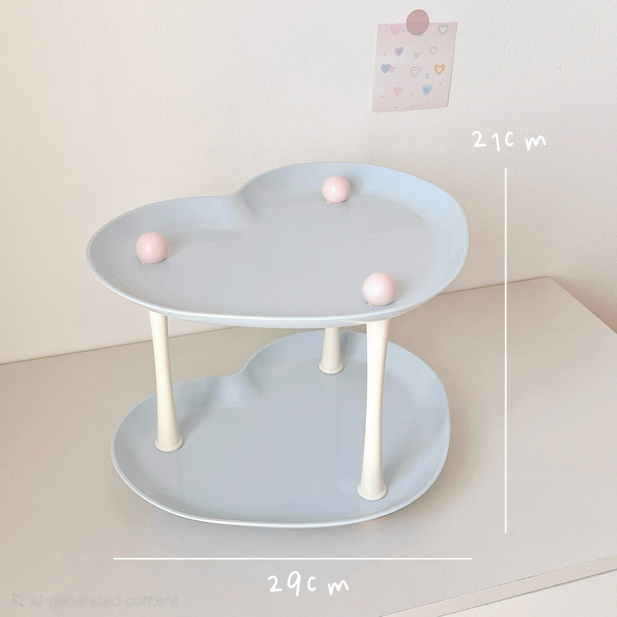 Pastel Heart Cloud 2-Tier Storage Tray ☁️🩷🩵