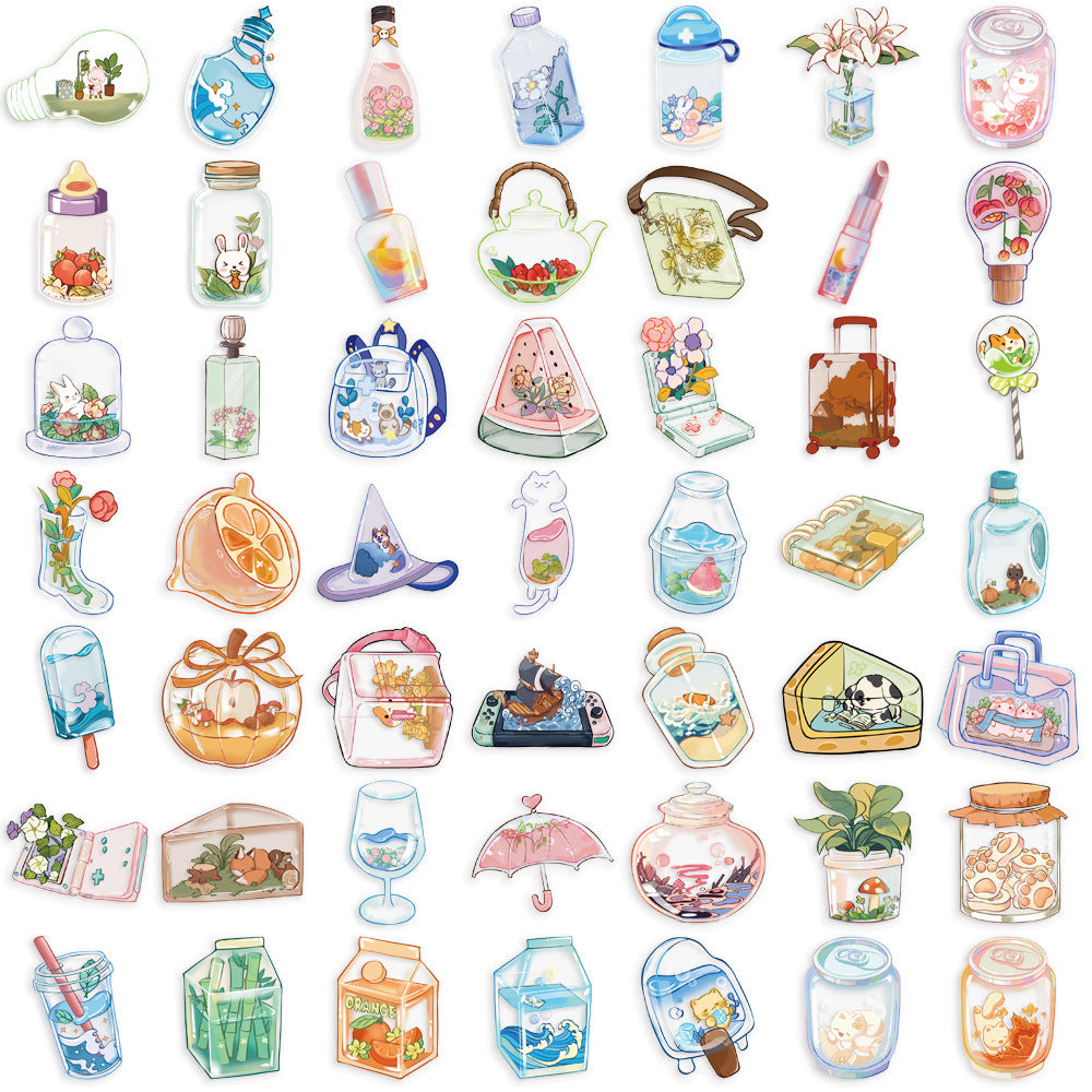 PS14 Set of 50 Dreamy Glass Garden Stickers Pack
