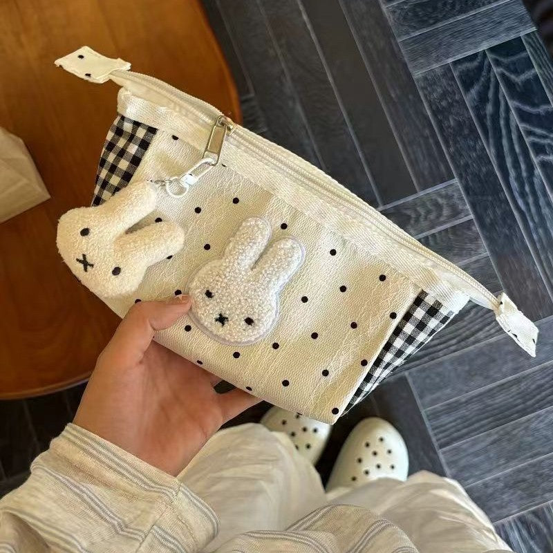 Miffy Polka Dot Canvas Utility Pencil Pouch with Plush Charm π°π€