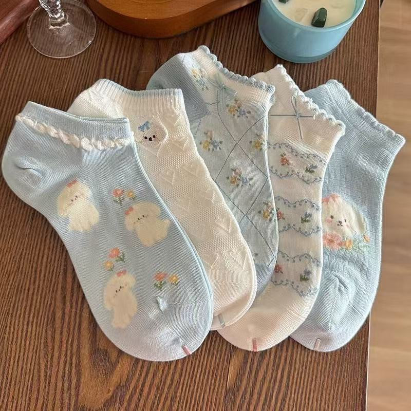Blue Cloud Bunny Pastel Socks 🐰☁️🩵