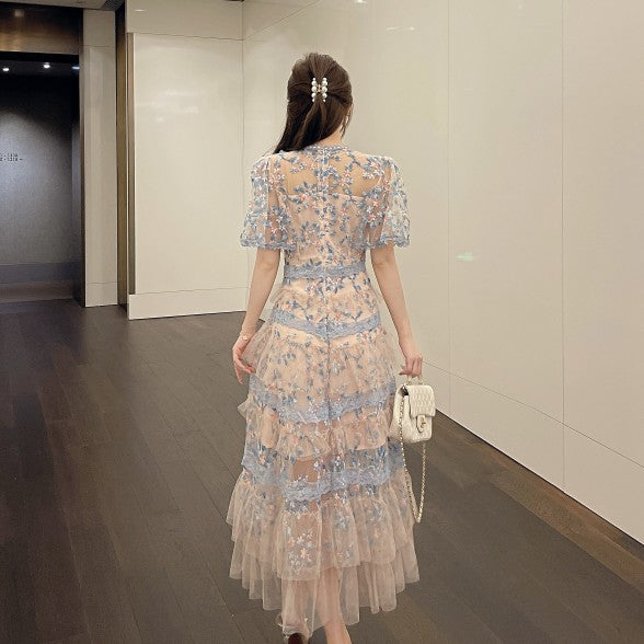 Pastel Bloom Korean Ruffle Dress