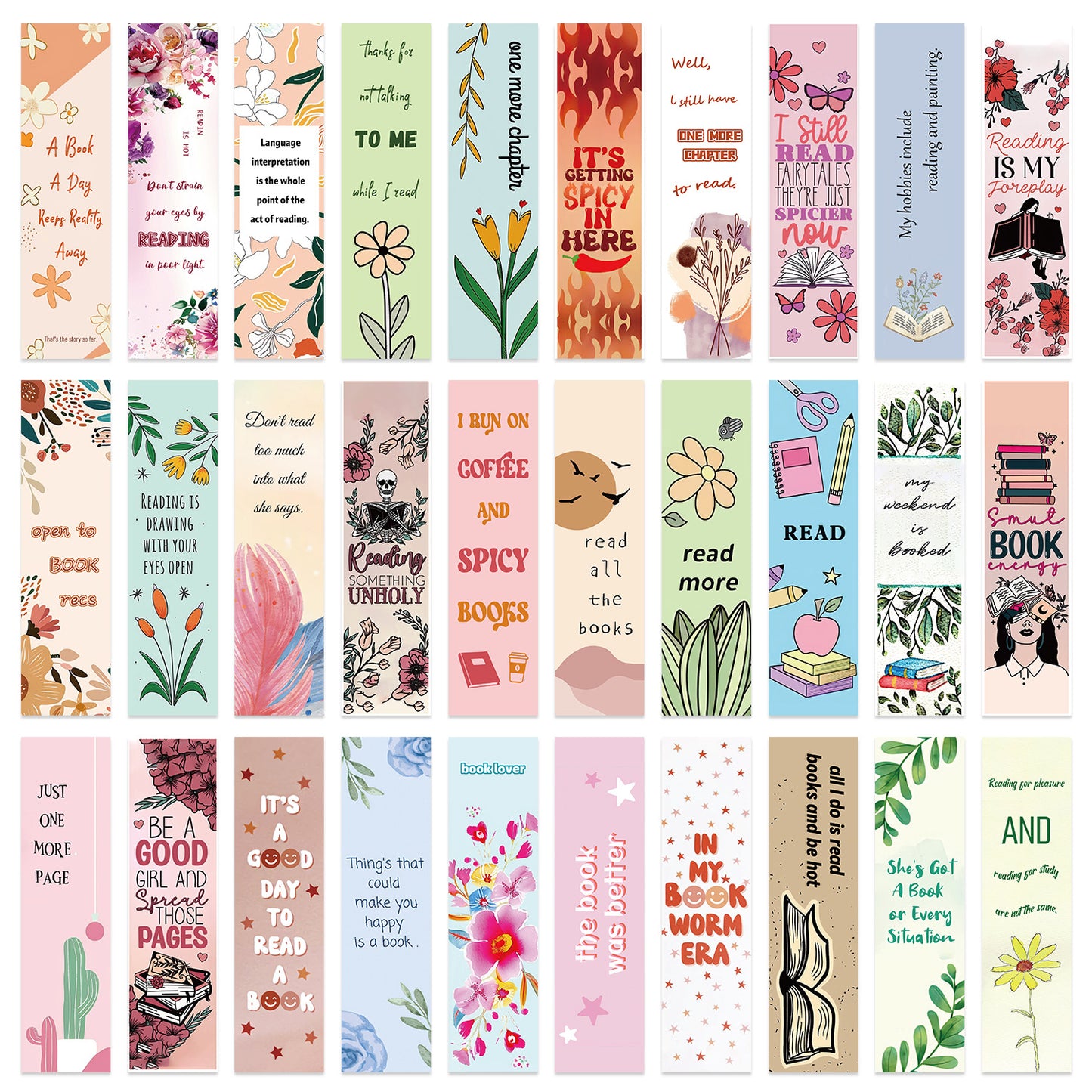 π 30-Piece Bookish Bookmark Set