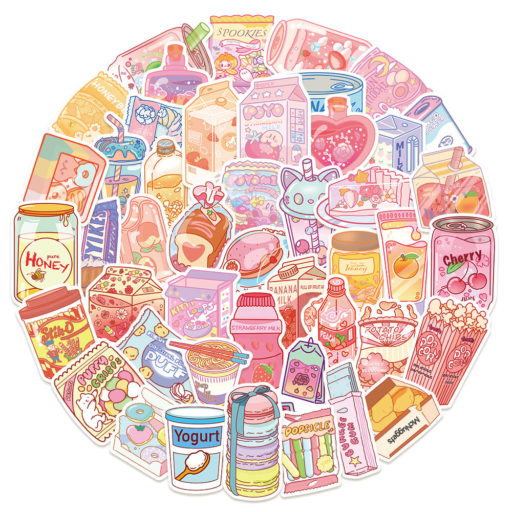 PS6 Set of 50 Kawaii Sweet Treats & Snacks Stickers Pack