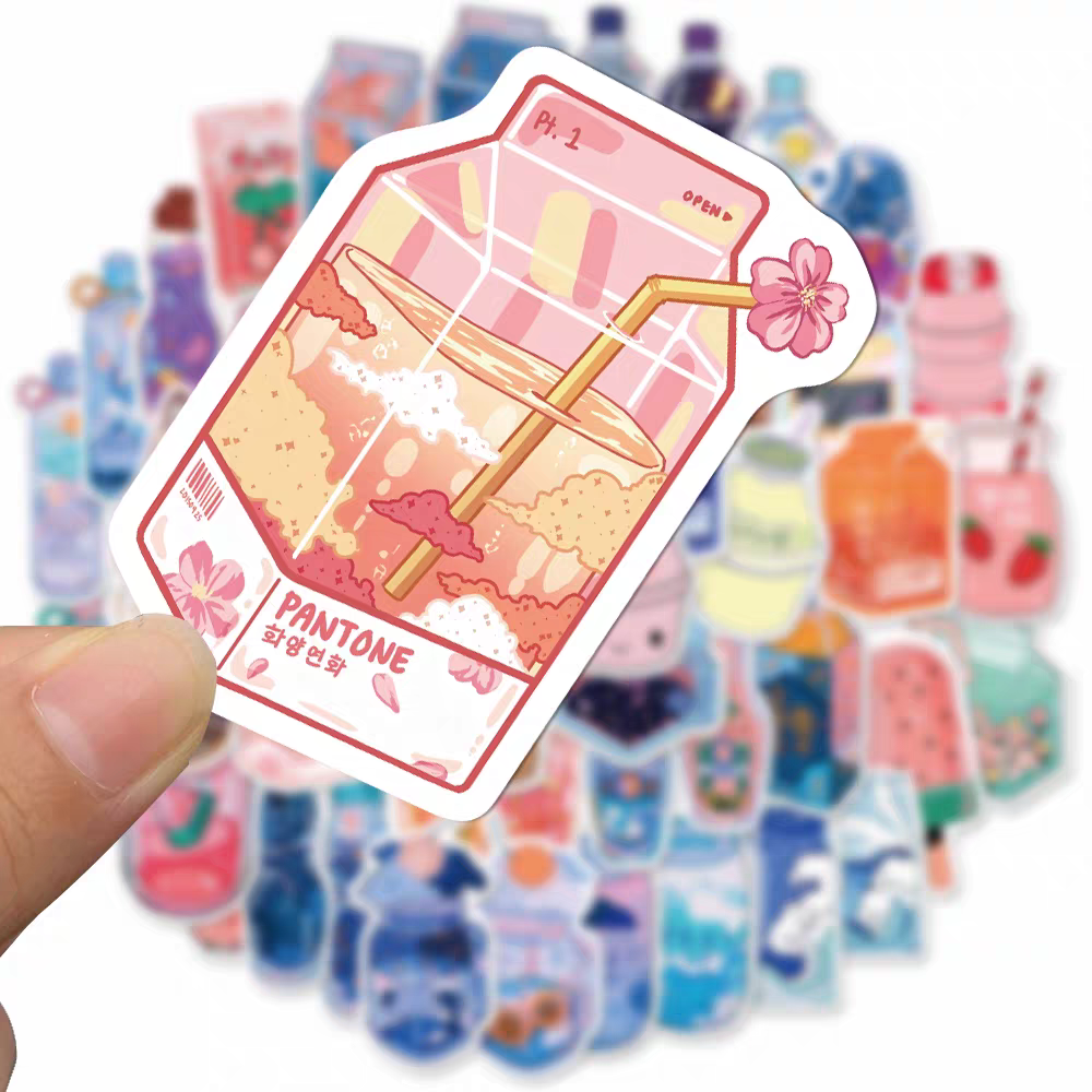PS15 Set of 50 Kawaii Drink Bottle Stickers Pack