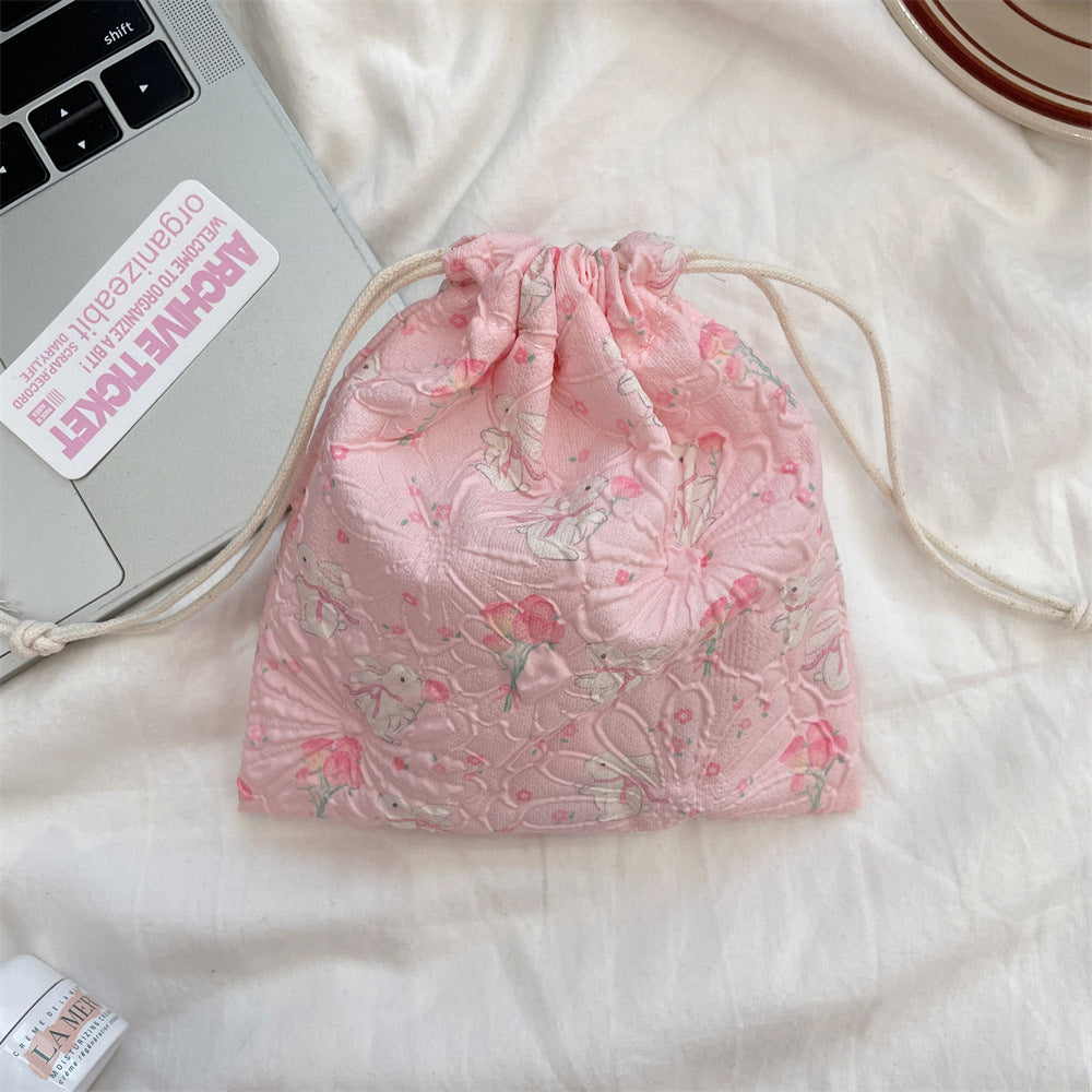 Cute Bear Floral Drawstring Bags