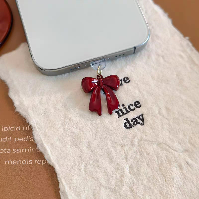 Cherry Red Bow Dust Plug