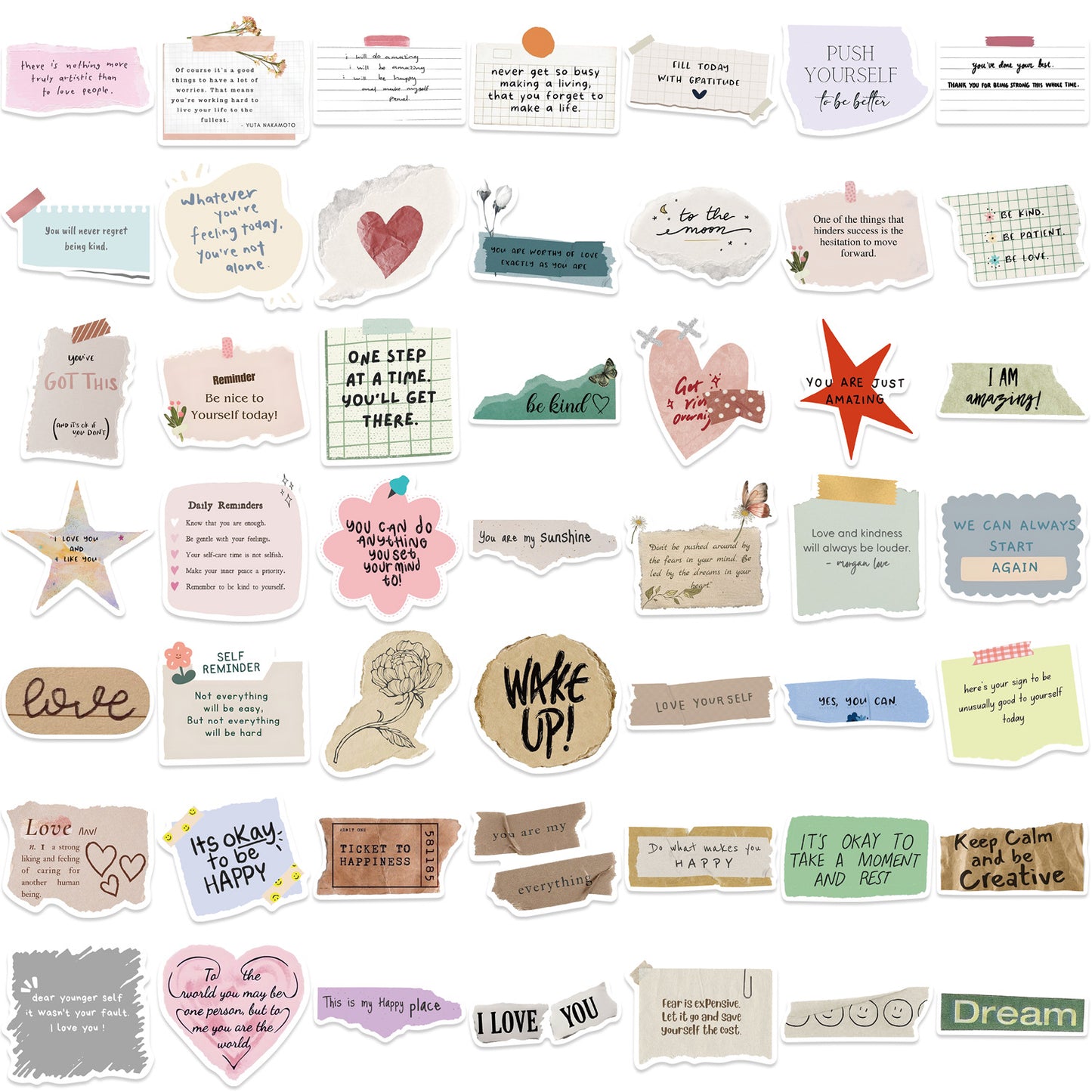 PS5 - 50 pcs Soft Pastel Affirmation Sticker Pack