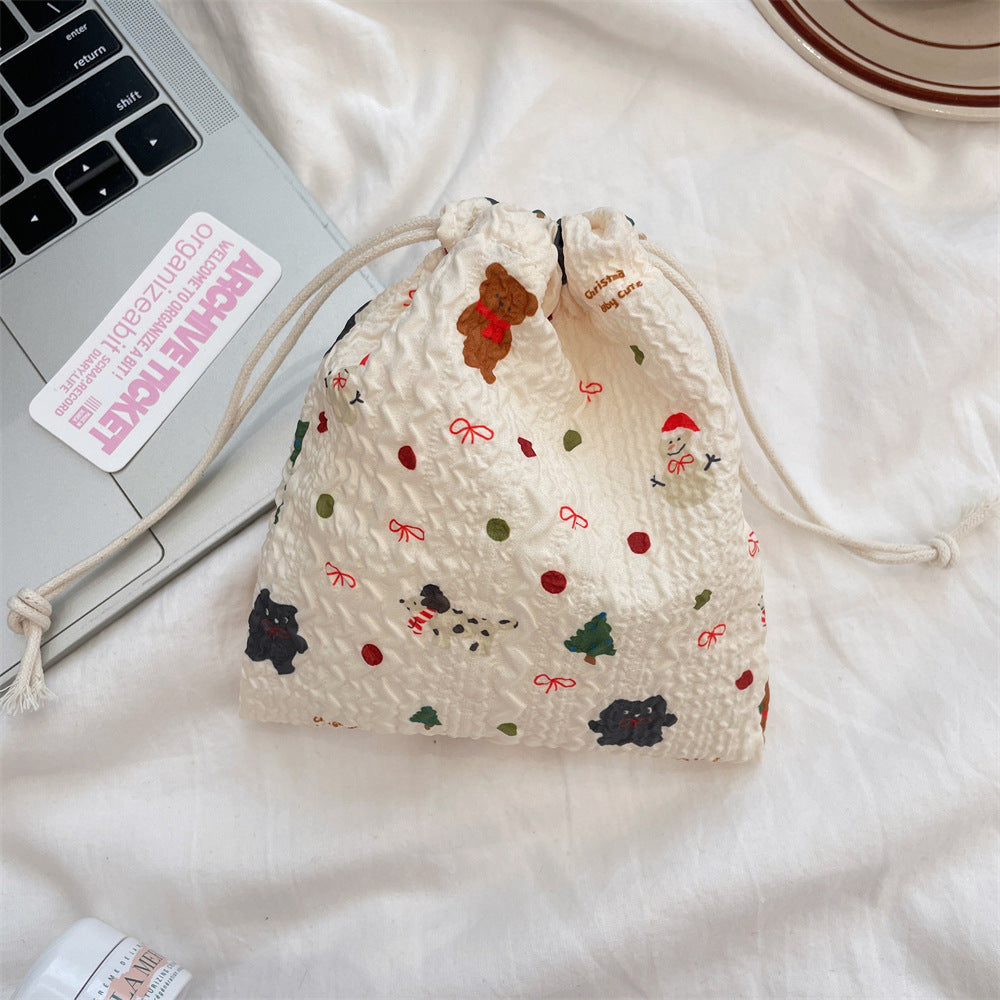 Cute Bear Floral Drawstring Bags