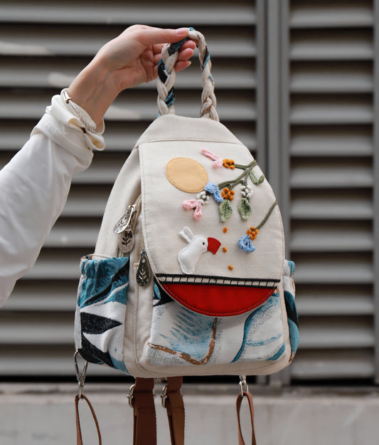 🌸🧵Handmade Whimsical Garden Stroll Backpack 🕊️
